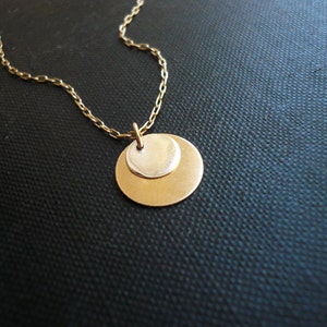 Sun and Moon Necklace in Gold Filled and Sterling Silver, Simple Everyday Dainty Jewelry