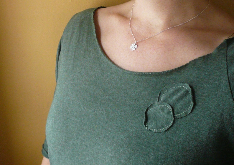 Tiny Four Leaf Clover Necklace in Sterling Silver Sweet and Simple Shamrock for Good Luck image 4