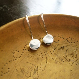 Tiny Circle Earrings. One Piece Earrings. Sterling Silver Dot Earrings. Tiny Silver Earrings. Sensitive Skin Safe. Little Silver Drops. image 1