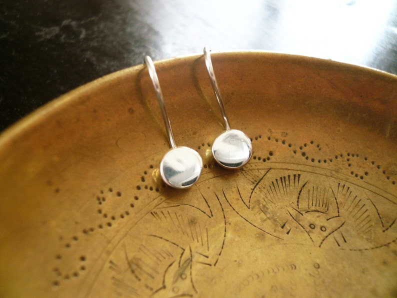 Tiny Circle Earrings. One Piece Earrings. Sterling Silver Dot Earrings. Tiny Silver Earrings. Sensitive Skin Safe. Little Silver Drops. image 1