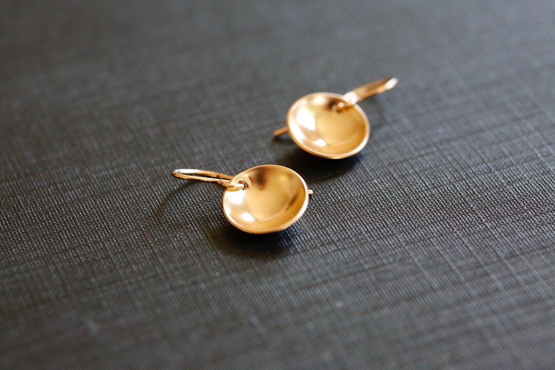 Reflecting Pool Earrings in 14K Gold Filled. Concave Dome Earrings