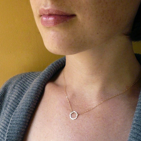 Tiny Gold Circle Necklace in Gold Filled