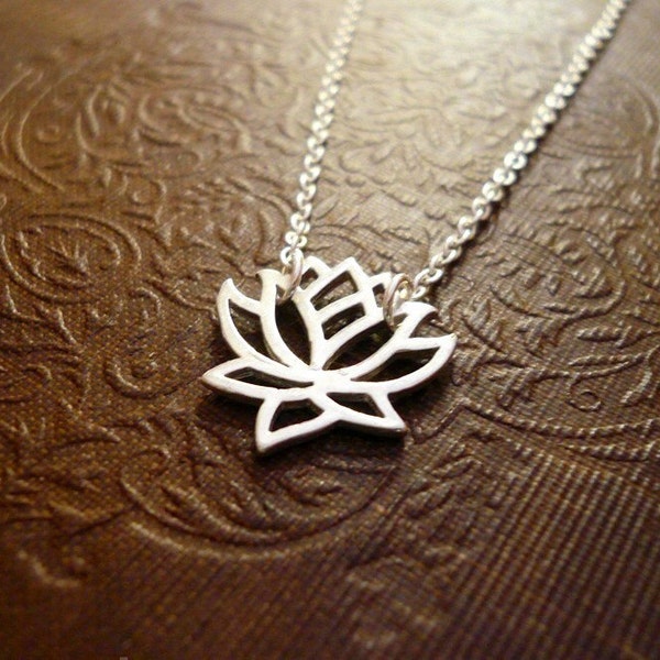 Silver Lotus Necklace. Sterling Silver Lotus. Silver Blooming Flower Necklace. Lotus Flower Necklace. Bereavement gift. Inspirational gift.