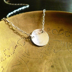 Silver Coin Necklace. Sterling Silver Necklace Silver Circle Necklace. Hammered Silver Disc Necklace. Small Sterling Silver Circle Necklace.