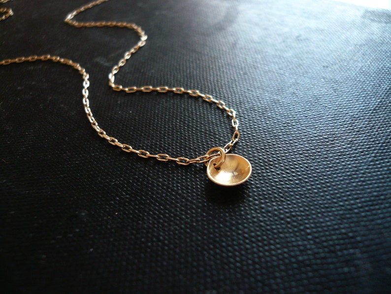 Tiny Pool Necklace in 14K Gold Filled Sweet Gift, Dainty Everyday Necklace, Tiny Gold Circle Necklace image 3