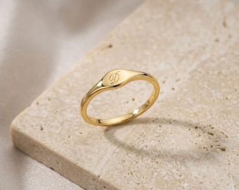 Op maat gegraveerde initiaalring, stempel 925, sterlingzilveren zegelring