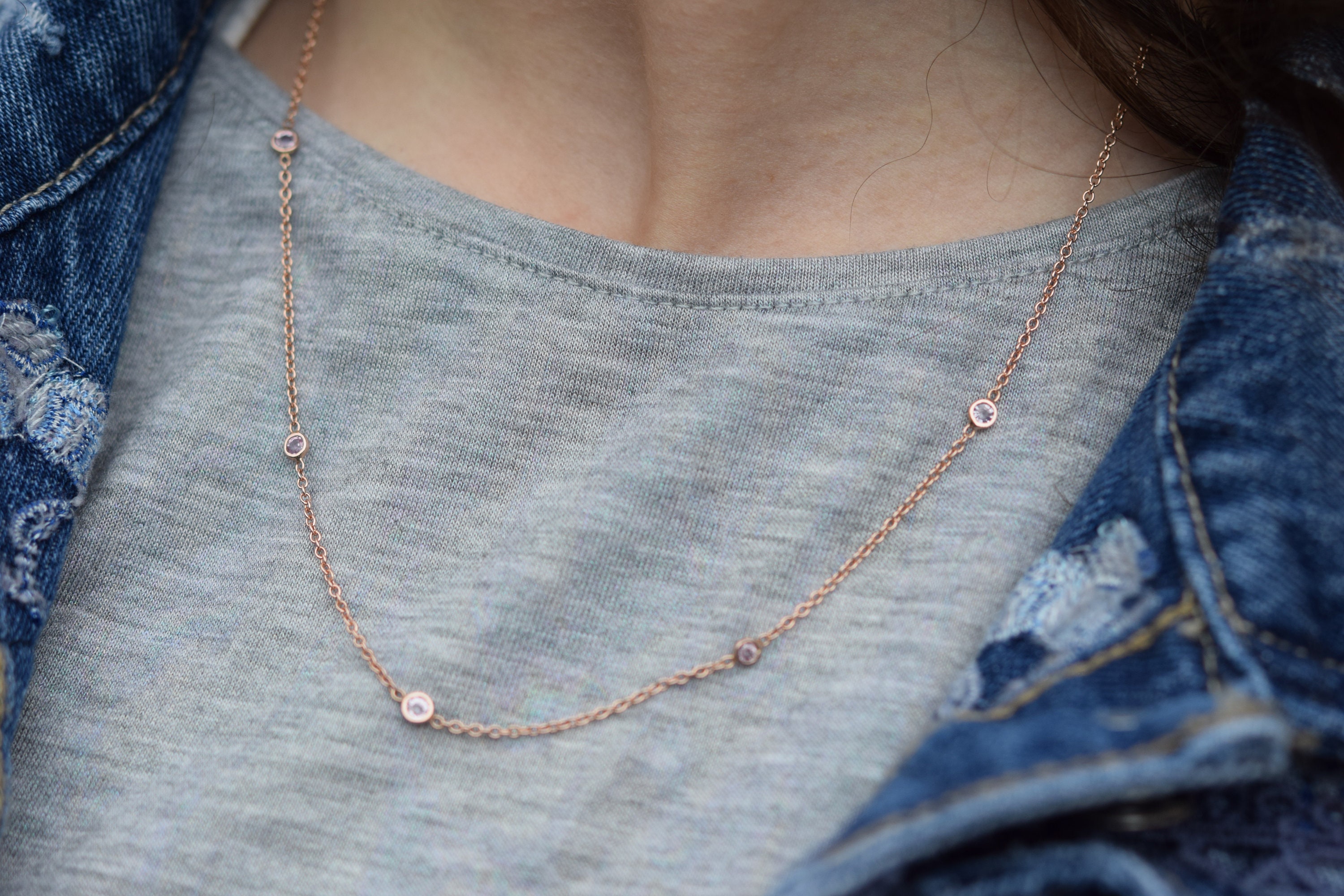 Peach sapphire best sale necklace