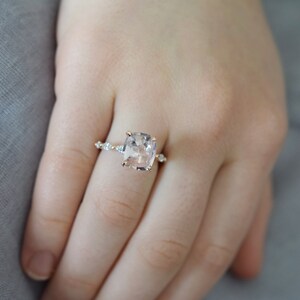 Rose Gold Engagement Ring. Peach sapphire engagement ring. Godivah ring. One of a kind ring Sapphire Oval Engagement ring image 3