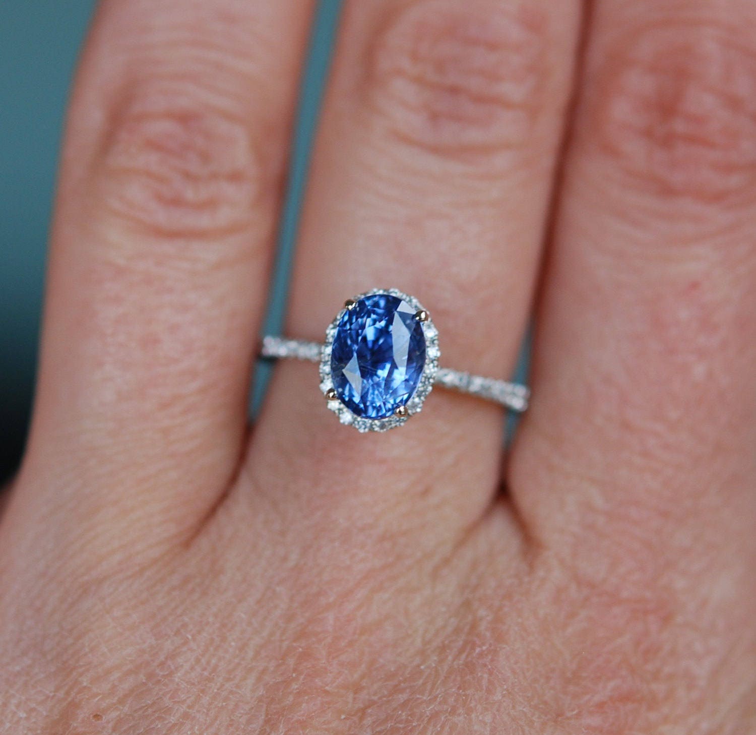 Sapphire engagement ring. Blue sapphire engagement ring. 2ct Oval ...