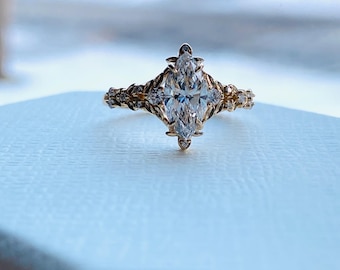 Marquise Lab Diamond Fantasy Engagement Ring in 14k Gold · Arwen