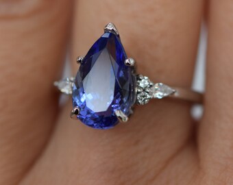 Tanzanite Ring. White Gold Engagement Ring 3.3ct Lavender Blue Tanzanite pear cut Campari design by Eidelprecious. Tanzanite Ring. White Gold Engagement Ring 3.3ct Lavender Blue Tanzanite pear cut Campari design by Eidelprecious.