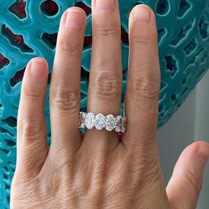 15ct Oval Lab Grown Diamond Eternity Band - 14k White Gold Anniversary Ring