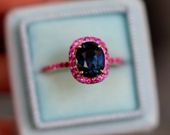 Ruby engagement ring. Bridal set. Sapphire engagement ring. Gemstone engagement ring. Unique engagement ring, matching band Eidelprecious.