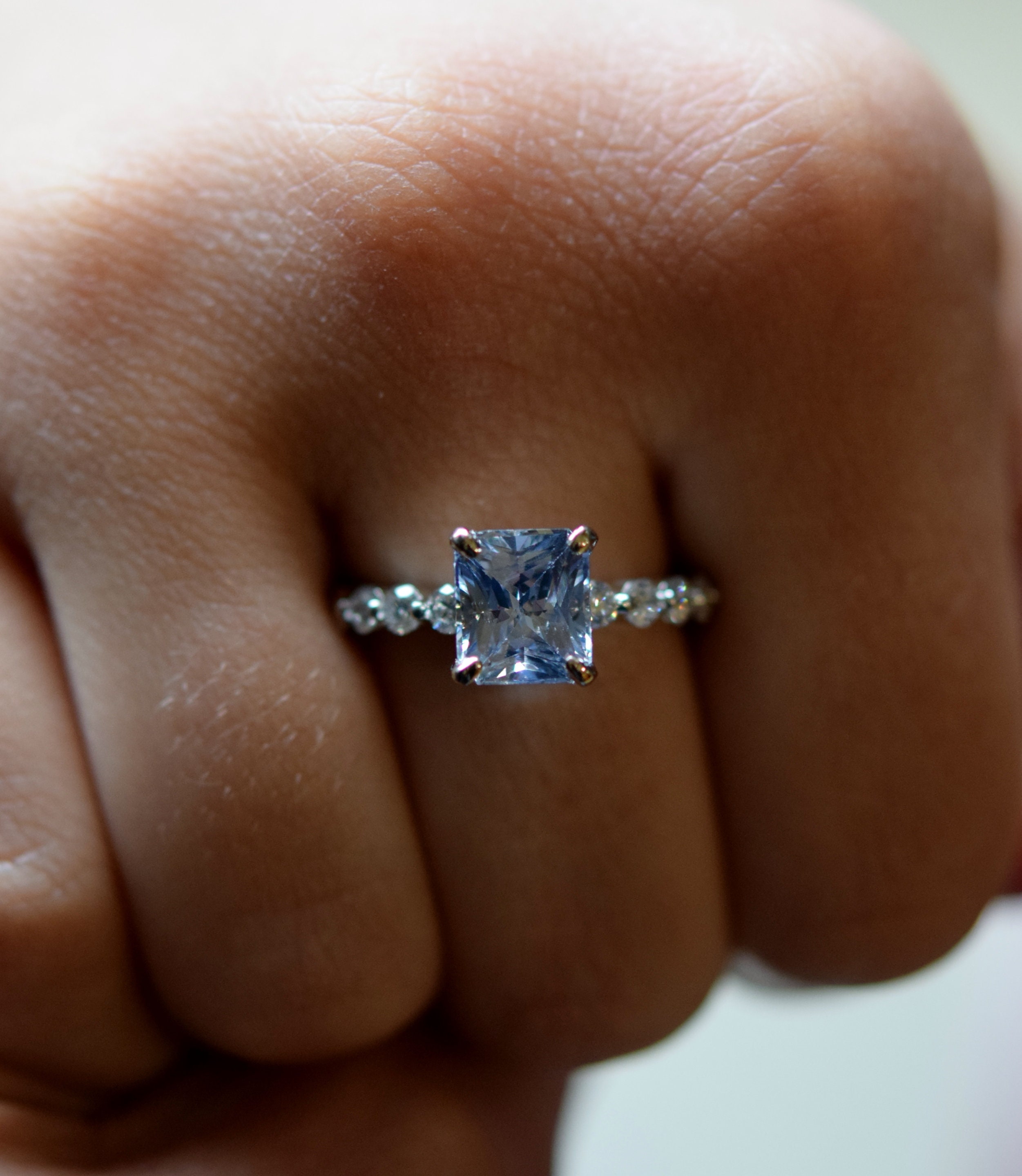 Ice blue sapphire engagement ring deals