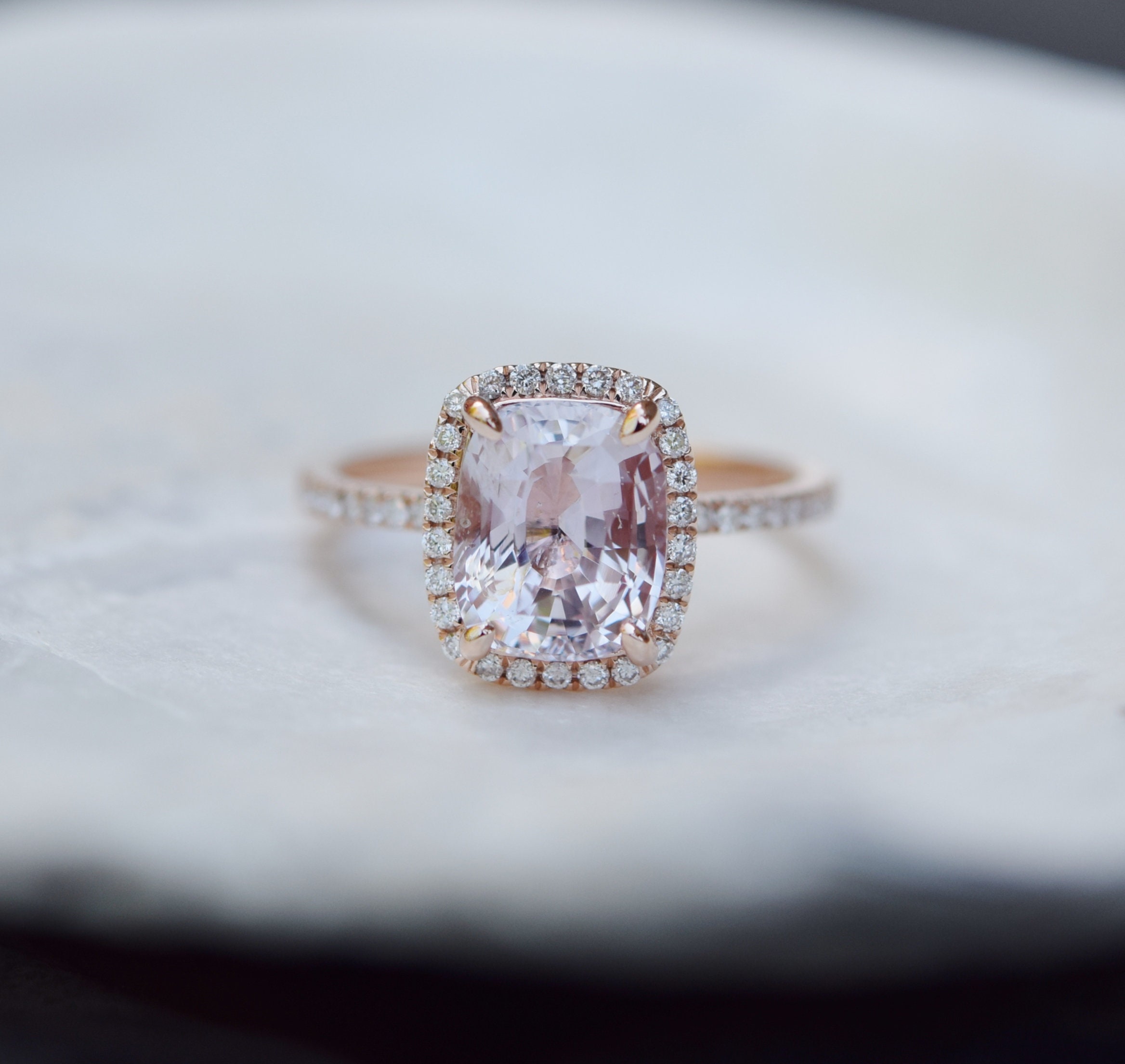 Sapphire Engagement Ring Peach Sapphire Ring Rose Gold -  Denmark