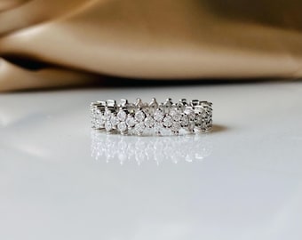 Moissanite wedding band. Checker diamond wedding band. White gold band Eternity band 14k gold Band Matching Band by Eidelprecious