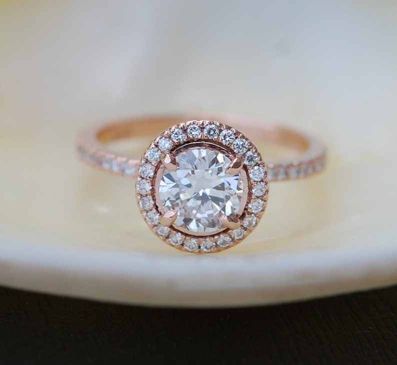 Rose gold engagement ring 0.9ct Light pink diamond ring 14k rose gold VS2 diamond ring by Eidelprecious image 3