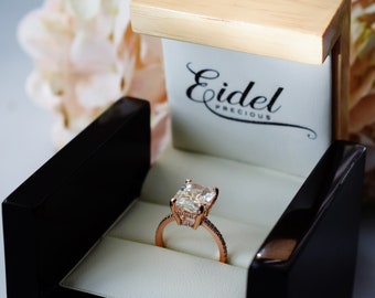 Champagne sapphire engagement ring 6.5ct emerald cut champagne sapphire light yellow sapphire ring by Eidelprecious