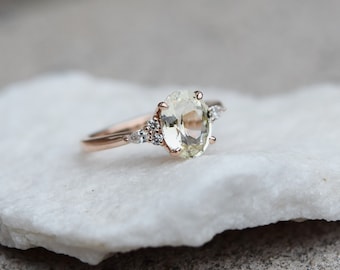 Champagne sapphire ring. Rose gold engagement ring. Jasmine sapphire oval 2ct jasmine champagne sapphire ring Campari ring by Eidelprecious