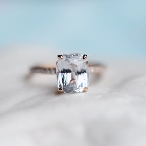 White Sapphire Engagement Ring Radiant Cut White Sapphire Ring - Etsy