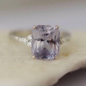 Lavender Sapphire Ring Engagement Ring 14k White Gold Diamond - Etsy