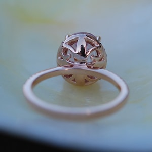 Oval engagement ring with peach sapphire rose gold engagement ring 14k diamond 2.94ct Oval raspberry peach champagne sapphire image 5