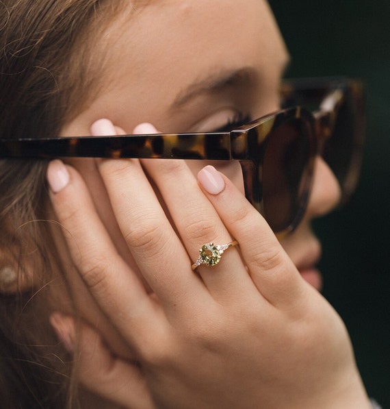 Seafoam green sapphire and trillion diamond trilogy ring – Aardvark  Jewellery