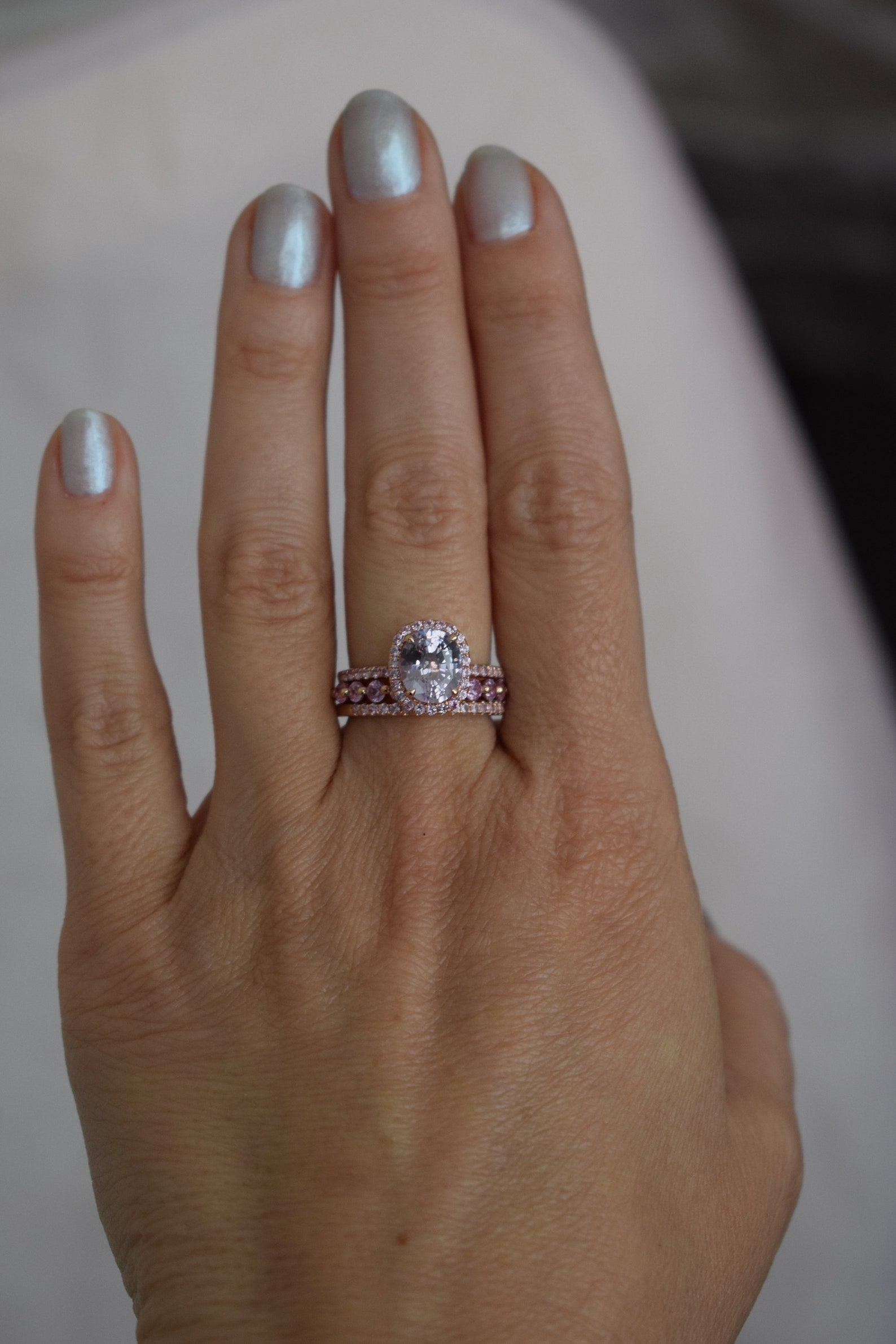 Pink Sapphire Ring. Bridal Set. Engagement Ring Set. Pink - Etsy