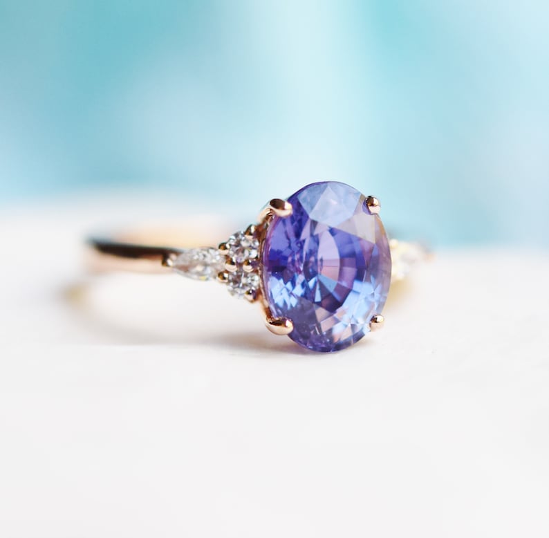 Violet Blue sapphire engagement ring. Blue sapphire and image 1