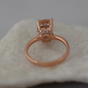 Rose gold engagement ring. Blake ring Cushion peach champagne Sapphire Engagement Ring cushion cut sapphire ring by Eidelprecious image 6