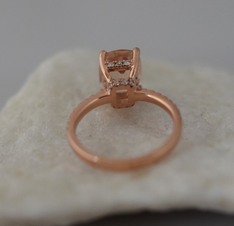 Rose gold engagement ring. Blake ring Cushion peach champagne Sapphire Engagement Ring cushion cut sapphire ring by Eidelprecious image 6