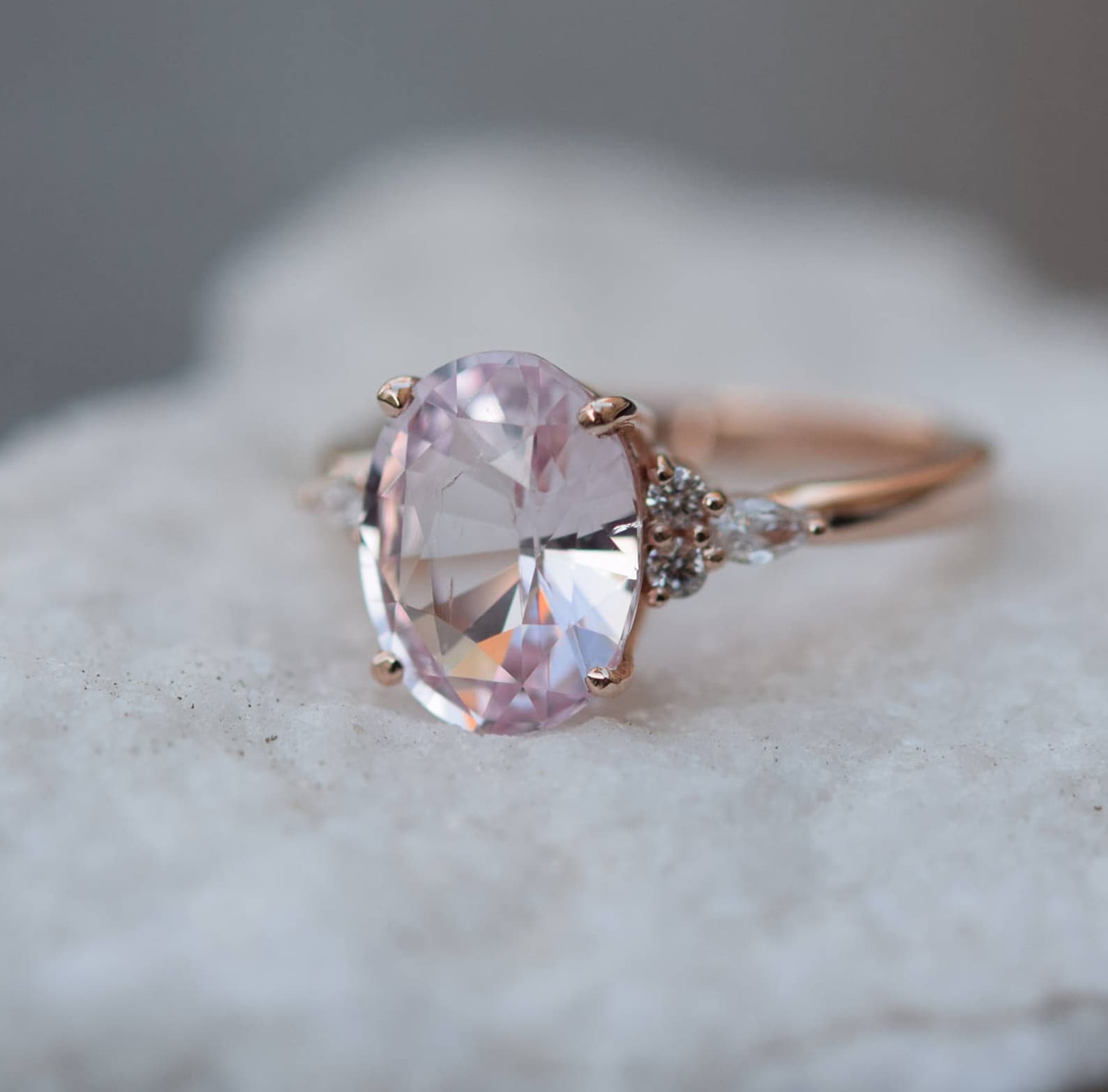 Blush Pink Sapphire Engagement Ring. Light Peach Pink Sapphire - Etsy