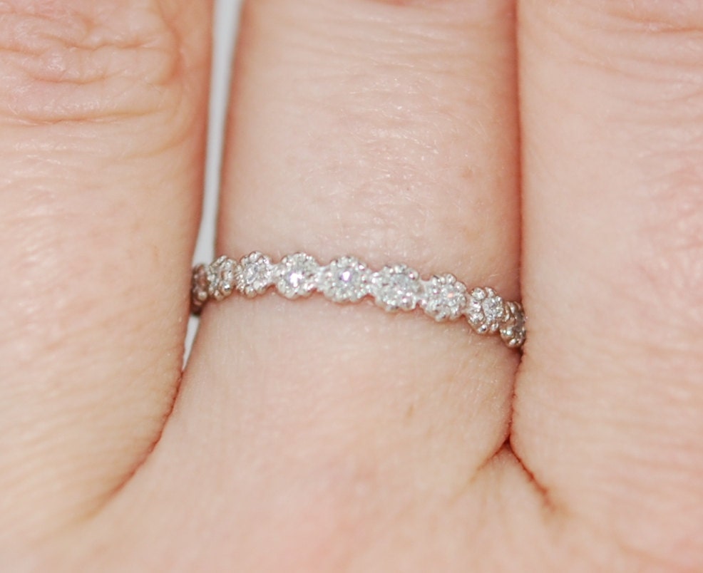 1mm Diamond Wedding band matches ANY engagement ring. Eternity band 14k
