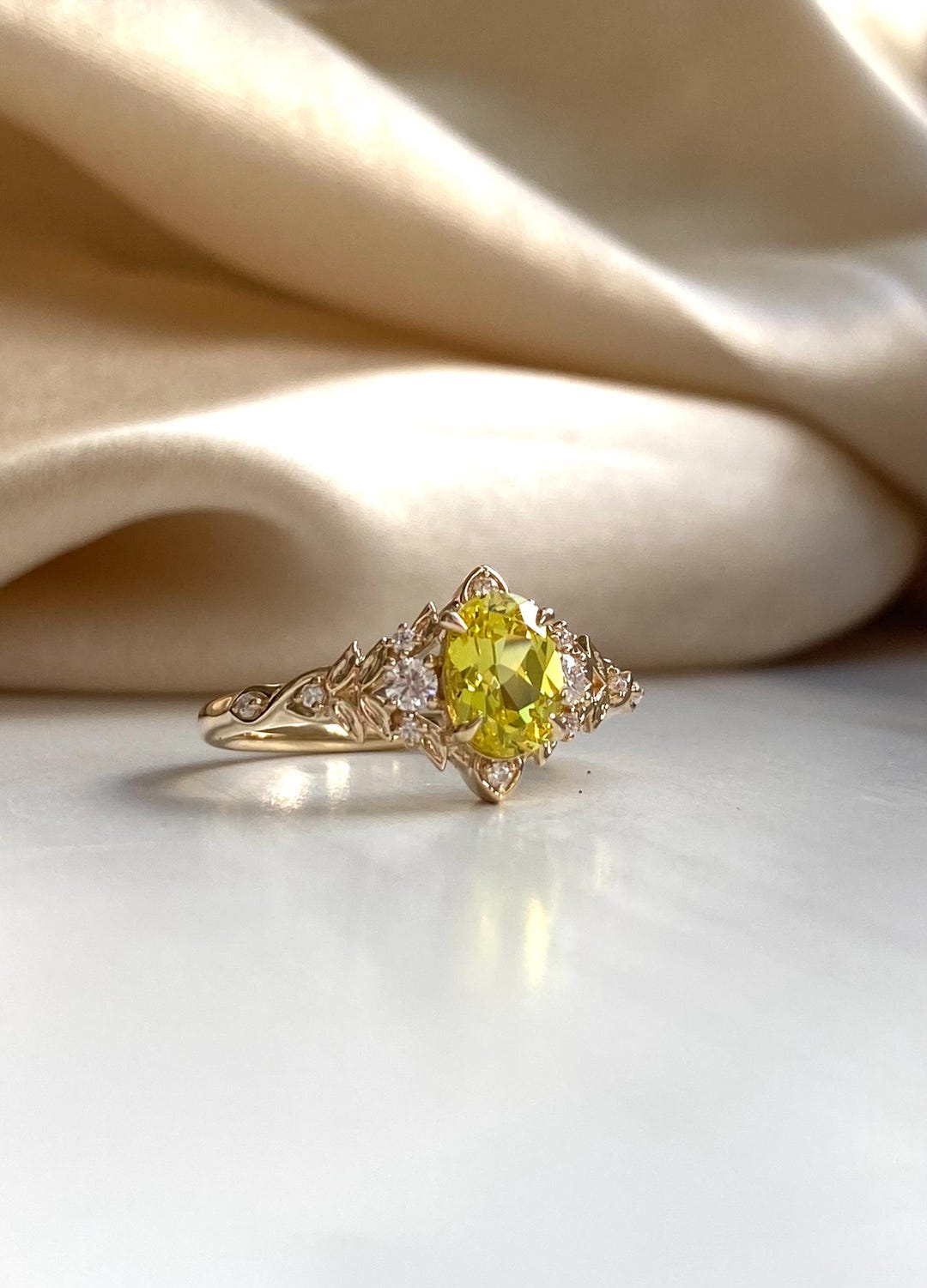 Eowen Yellow Sapphire Engagement Ring: Fantasy Gold Diamond Ring
