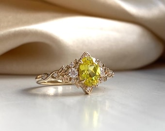 Eowen Yellow Sapphire Engagement Ring: Fantasy  Gold Diamond Ring