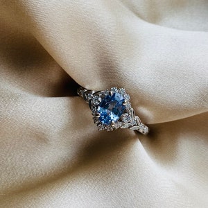 Kassandra Ice blue sapphire engagement ring white gold Winter Glow Light Blue sapphire diamond engagement ring Enchanted engagement ring image 3