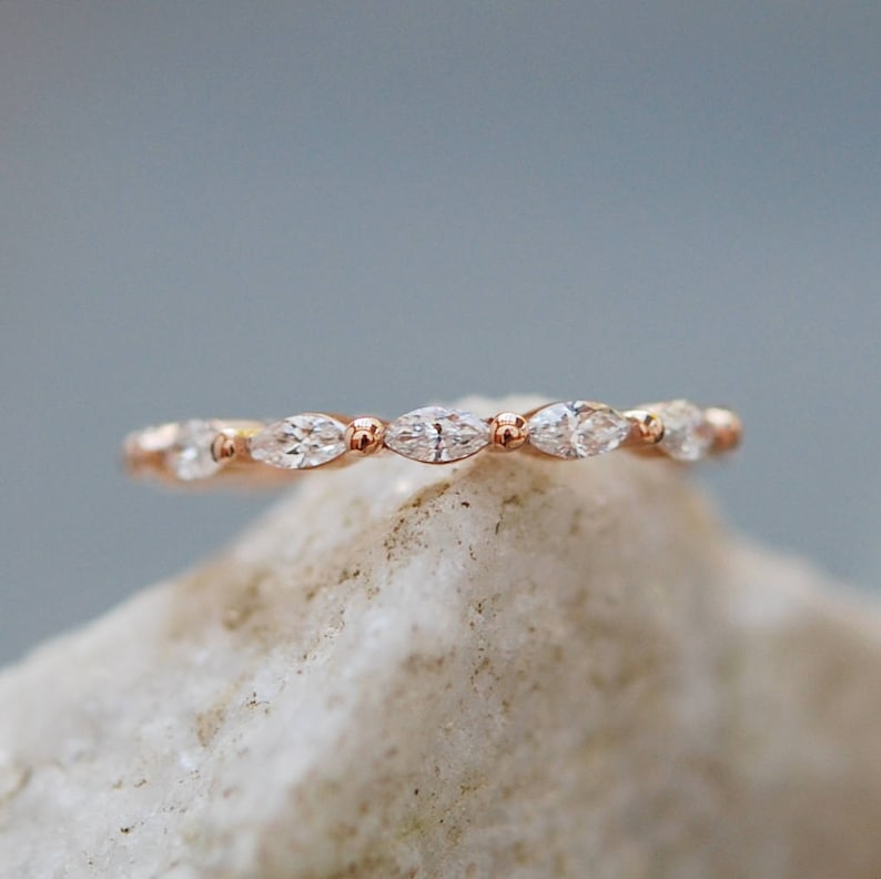 Unique Diamond Band. Marquise Diamond. Unique Wedding Band. Etsy