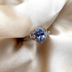 Kassandra Ice blue sapphire engagement ring white gold Winter Glow Light Blue sapphire diamond engagement ring Enchanted engagement ring image 5