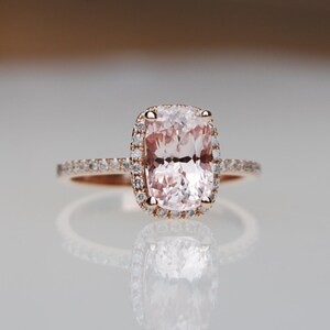 2,37 ct Kissen Pfirsich Champagner Saphir 14 k rose gold Diamant Ring Verlobungsring