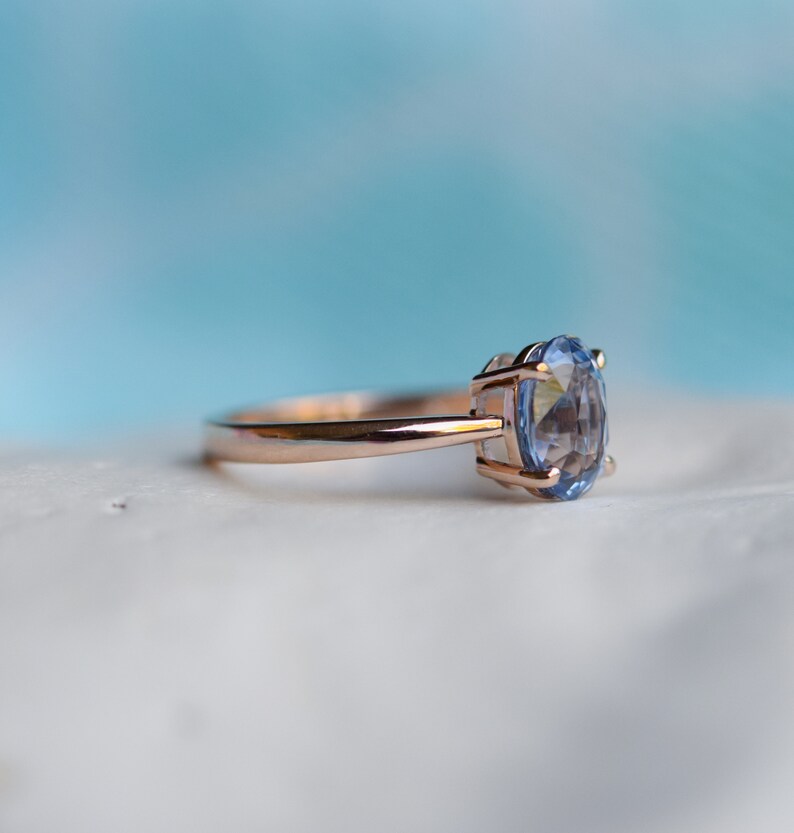 Blue Sapphire Engagement Ring. Sky Blue Sapphire 2.14ct Oval Etsy