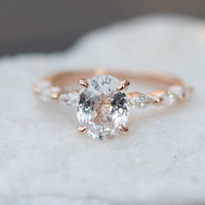 White Sapphire Engagement in Rose Gold, Yellow Gold, or White Gold ...