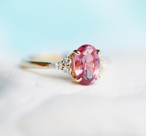 Padparadscha sapphire ring for clearance sale