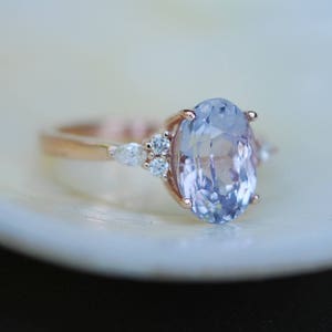 Lavender Sapphire ring. Rose gold engagement ring. 4ct Anniversary ring. Oval Campari ring. Promise ring. Gift for her.