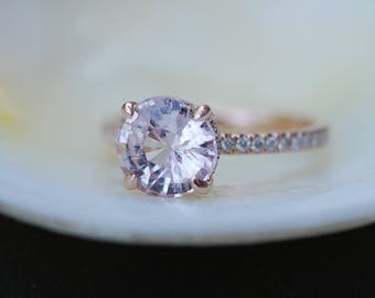 2.47ct White Sapphire round ring. Rose Gold Diamond Ring, Rose Gold Engagement Ring, Diamond Engagement Ring by Eidelprecious