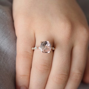 Rose Gold Engagement Ring. Peach sapphire engagement ring. Godivah ring. One of a kind ring Sapphire Oval Engagement ring image 6