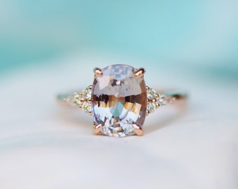 Engagement Ring Rose gold engagement ring. 3.6ct Champagne Sapphire ring Campari ring emerald radiant cut diamond ring by Eidelprecious