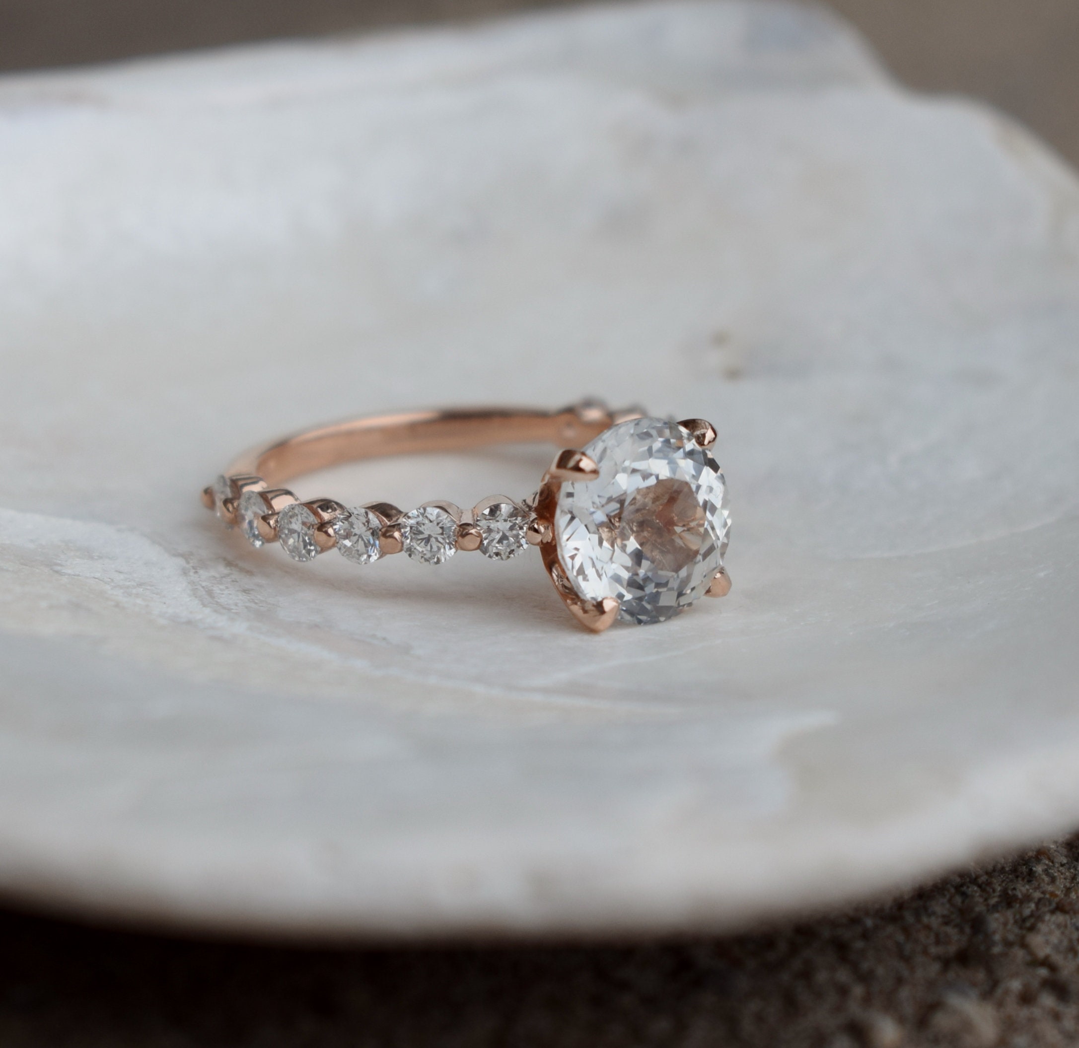 white sapphire ring rose gold white sapphire ring rose gold