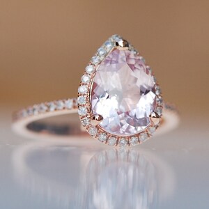 Peach Champagne Sapphire Engagement Ring 14k Rose Gold