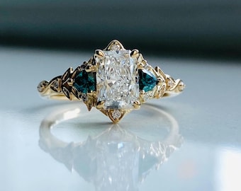 Eowen Radiant Lab Grown Diamond Engagement Ring: 14k Gold Fairytale Ring