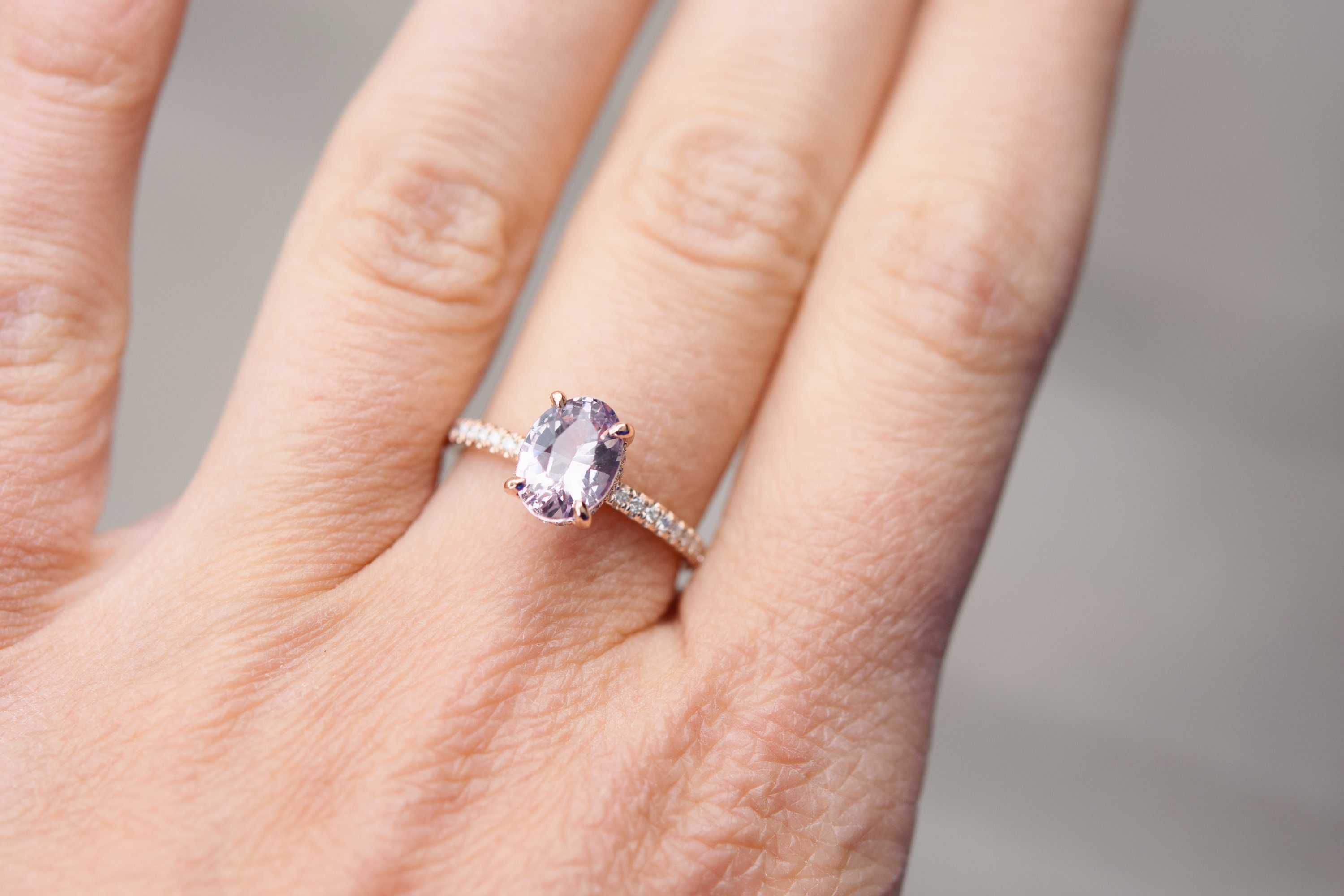 Blake Lively ring Moody Sapphire Engagement Ring oval cut 14k rose gold